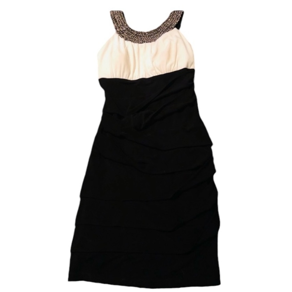 City Triangles size small black and ivory dress embellished neckline